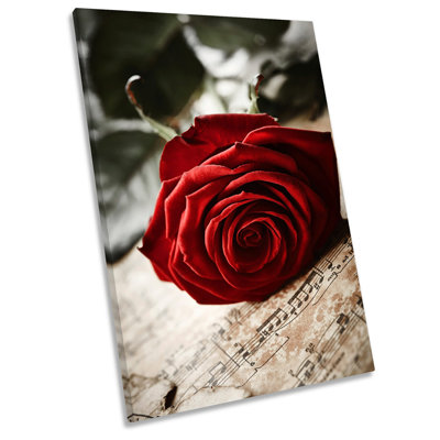 Floral Rose Flower Music Sheet 1 Piece Wrapped Canvas Wall Art