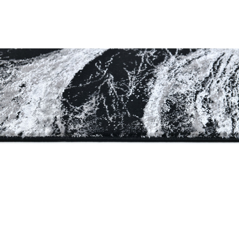 Tapis noir moderne à motif abstrait Selena Collection, 3'11 X 5'3