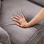 Velours gris à 5 places avec style, structure en pin massif et 4 coussins confortables de style appartement rembourrés de ressorts doux