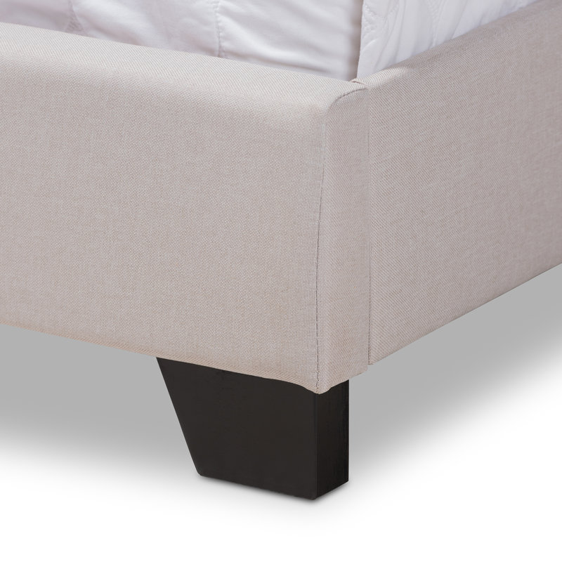Evis Upholstered Wingback Bed, Queen, Beige