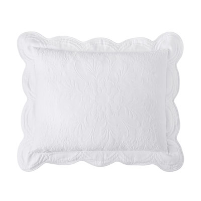 Historic Charleston Charleston Estate King Sham, 20 In x 36 In Pillow Cover, Embossed Scalloped Pillow Cover, 100% Cotton King Pillow Sham, Single Sham, White