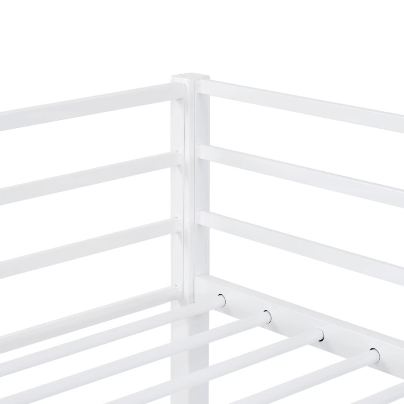 Lit superposé simple avec lits superposés en métal avec escalier, structure durable de conception moderne et peu encombrante Lit mezzanine simple gris