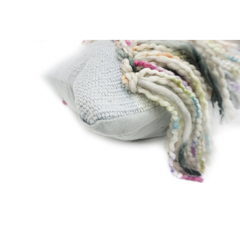 Fringed Cotton Blend Throw Pillow