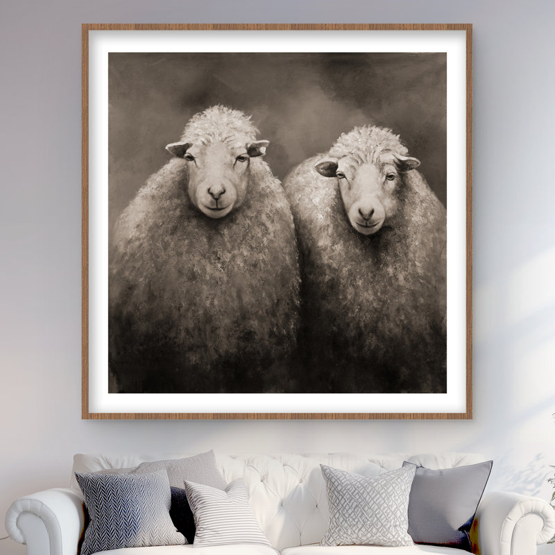 Sheep sépia - Reproduction matte encadrée pour le décor du salon