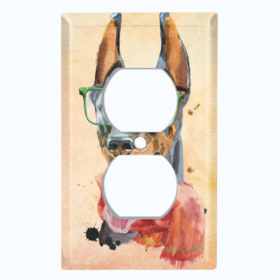 Plaque murale mignonne avec interrupteur à bascule 1 lumière Doberman
