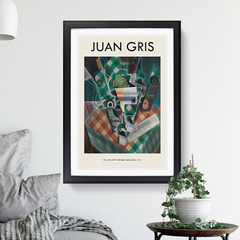 Checked Tablecloth by Juan Gris - Picture Frame Art Prints, Black, 48cm H x 36cm W x 2cm D
