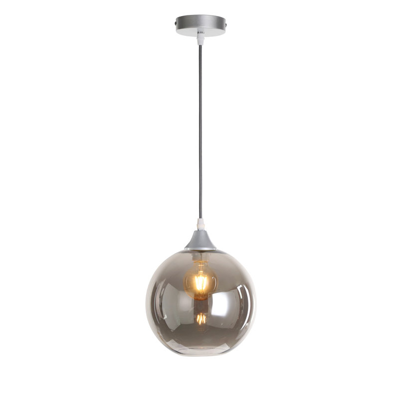 Aeva-Louise 1 - Light Globe Pendant, Silver, Smoke