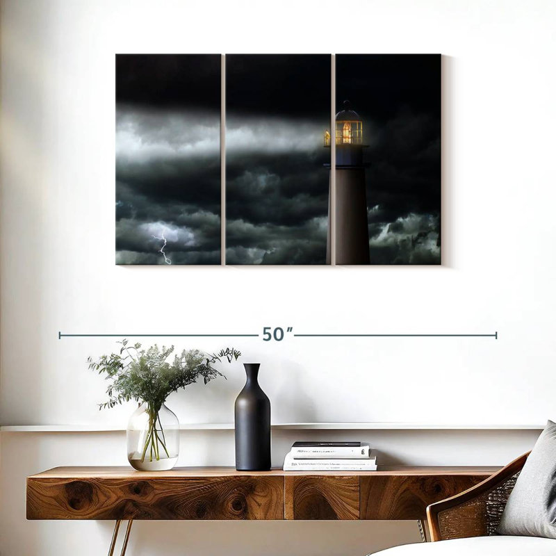 Phare d'Aletra pendant la tempête, H 24 po x l 38 po