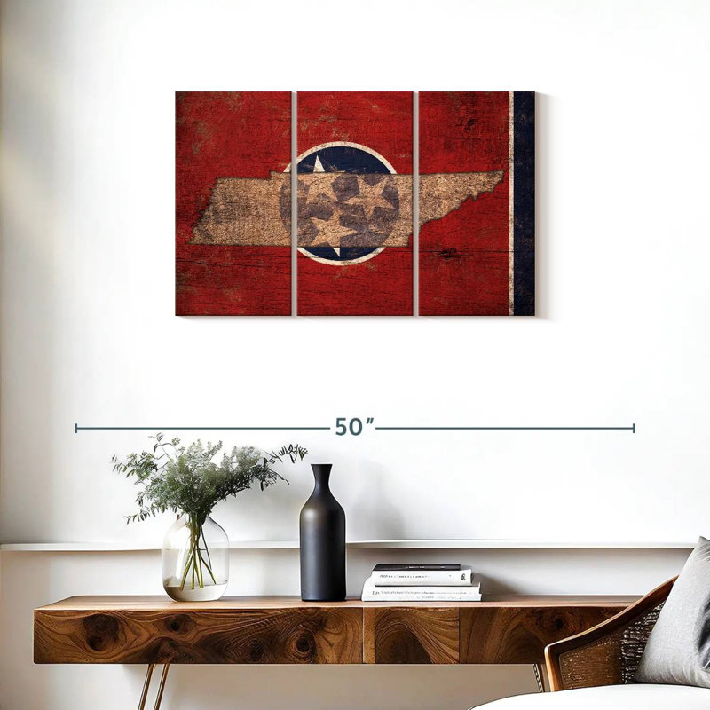 «State Map Over Tennessee Flag», reproduction sur toile, H 20 po x l 33 po x P 1,25 po