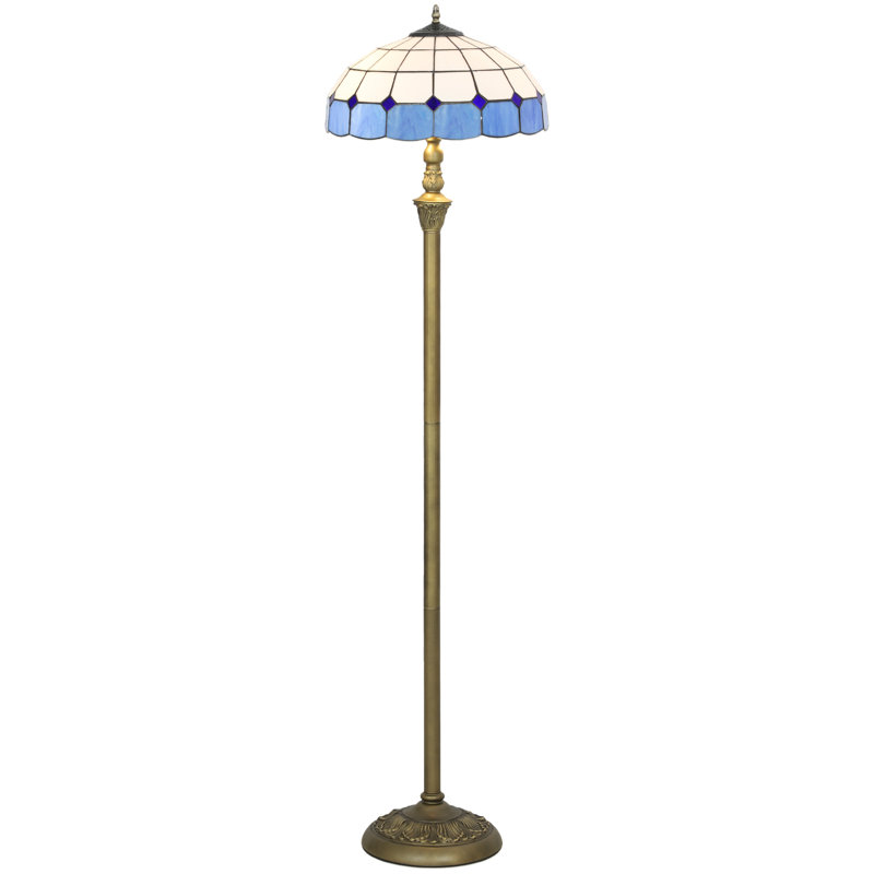 152cm Bronzed Traditional Floor Lamp, Blue/White
