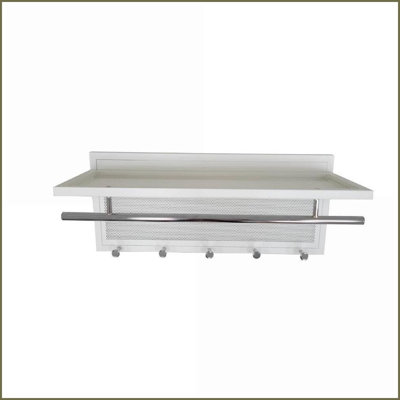 Coat Racks Wall Mounted with Shelf - 5 Metal Hooks, Modern Chrome Accent | Metal | Coat Racks