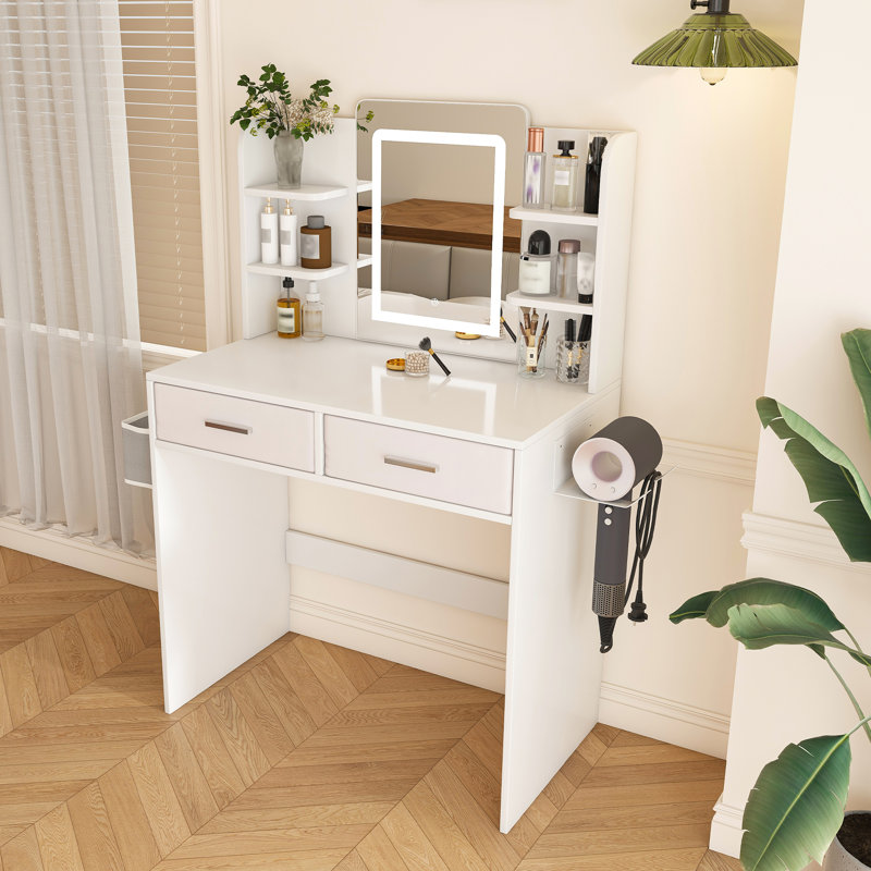 Adjustable Led Light Mdf Dressing Table Modern Bedroom Setup