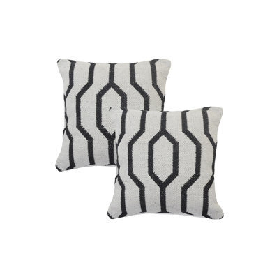 Salah Contemporary Geometric Handmade 100% Cotton Throw Pillow Cover Set of 2