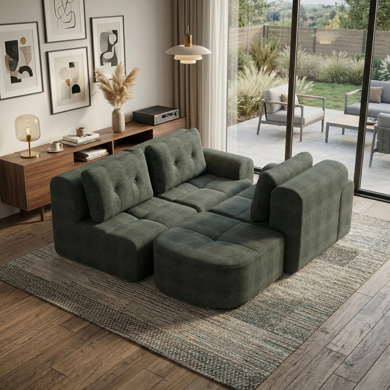 Canapé modulaire surdimensionné Boneless, Vert noirci