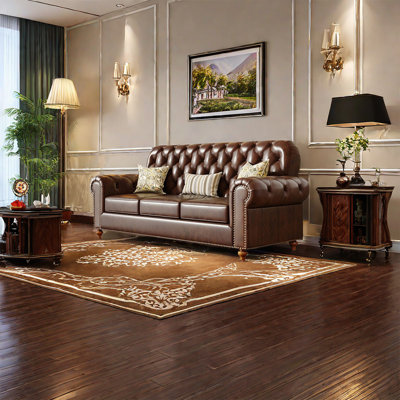 European-style Retro Casual Leather Sofa Upholstered Sofa