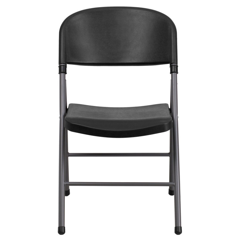 Chaise pliante en plastique avec structure en métal Inbox Zero Capacité 330 lb, Noir
