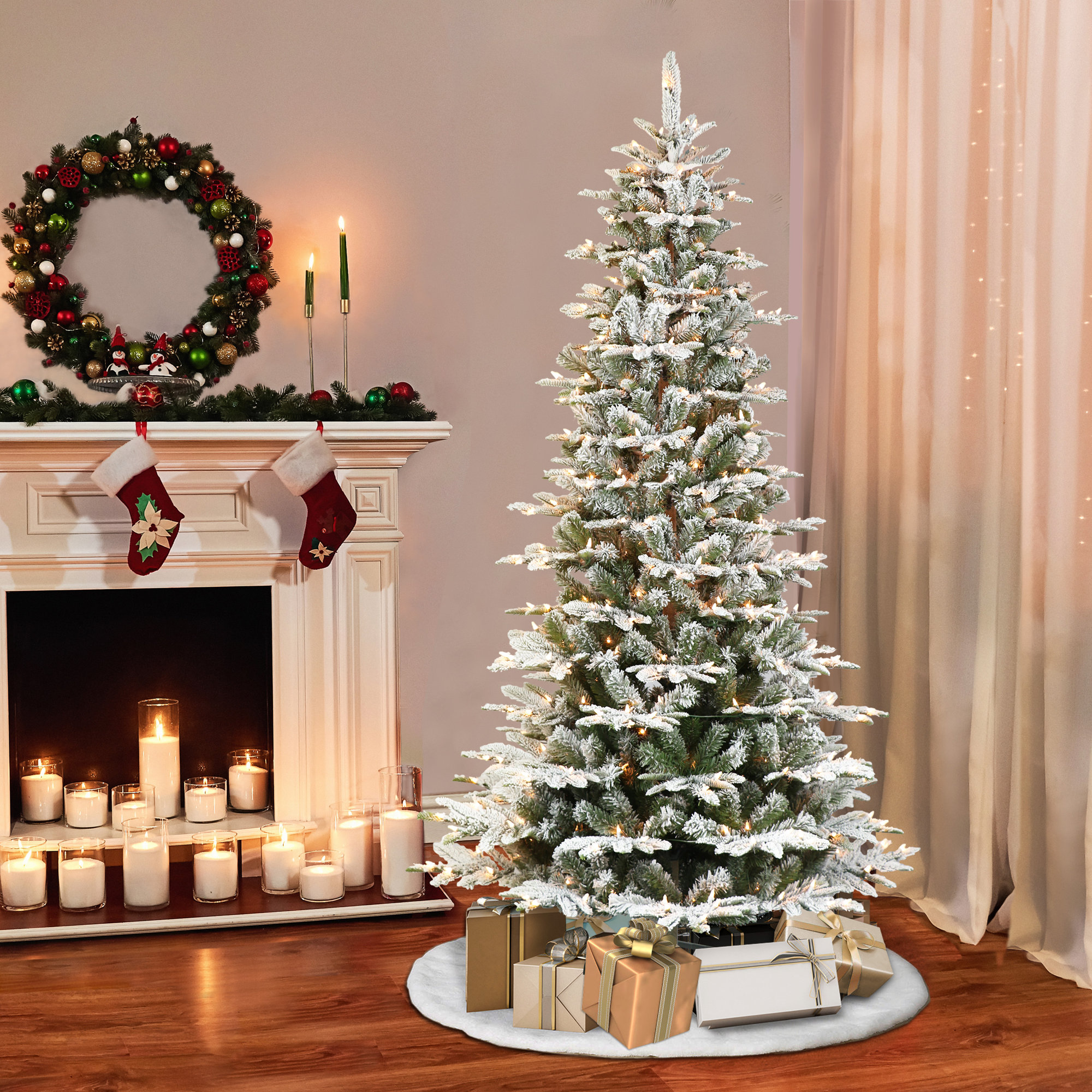 Lighted Artificial Fir Christmas Tree, 6.5'