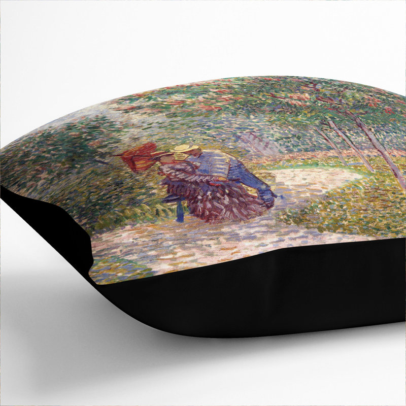 Garden With Courting Couples Square Throw Cushion, Black, 40cm H x 40cm W x 15cm D