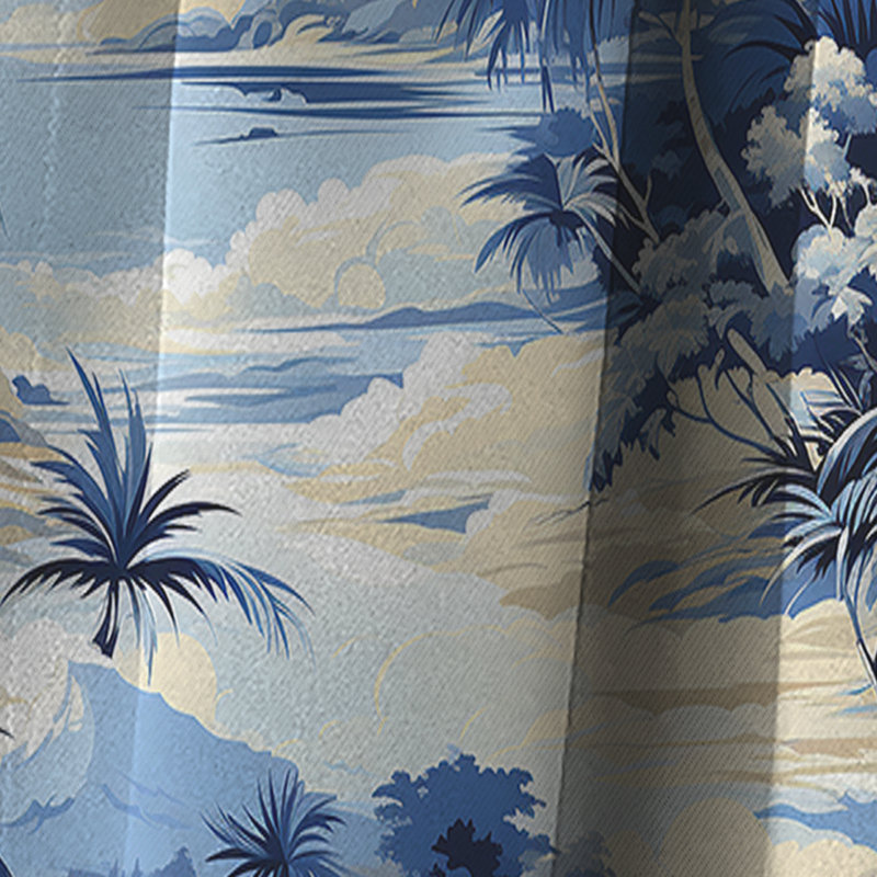 Motif tropical azur Oasis III - rideau floral - Rideau occultant floral - 1 panneau, L 52 po x L 108 po