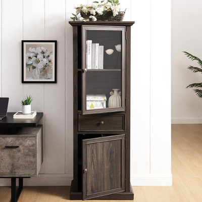 Armoire avec éléments en verre pour la salle à manger - Bureau et tiroir brun moderne