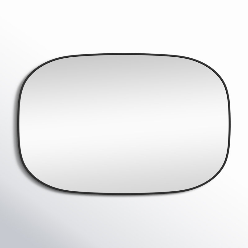 Sabine Metal Curved Oval Wall Mirror, Black, 36" x 24"
