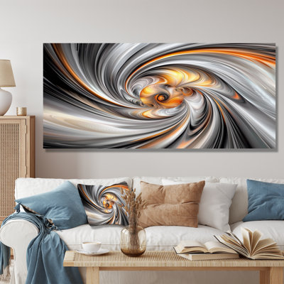 Fractal Grey Vortex Galactic Expansion I - Abstract Metal Wall Art, Fractal Metal Print