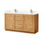 Meuble-lavabo double 60 po Carrasco en chêne brun naturel avec plateau en pierre de quartz blanc soyeux-1217529723-1246132239
