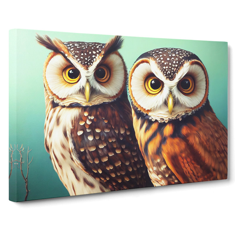 Curious Owls - Wrapped Canvas, 35cm H x 50cm W x 3cm D