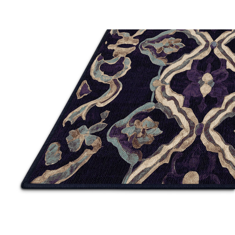 Tapis mauve lavable à la machine, Rond 3 pi