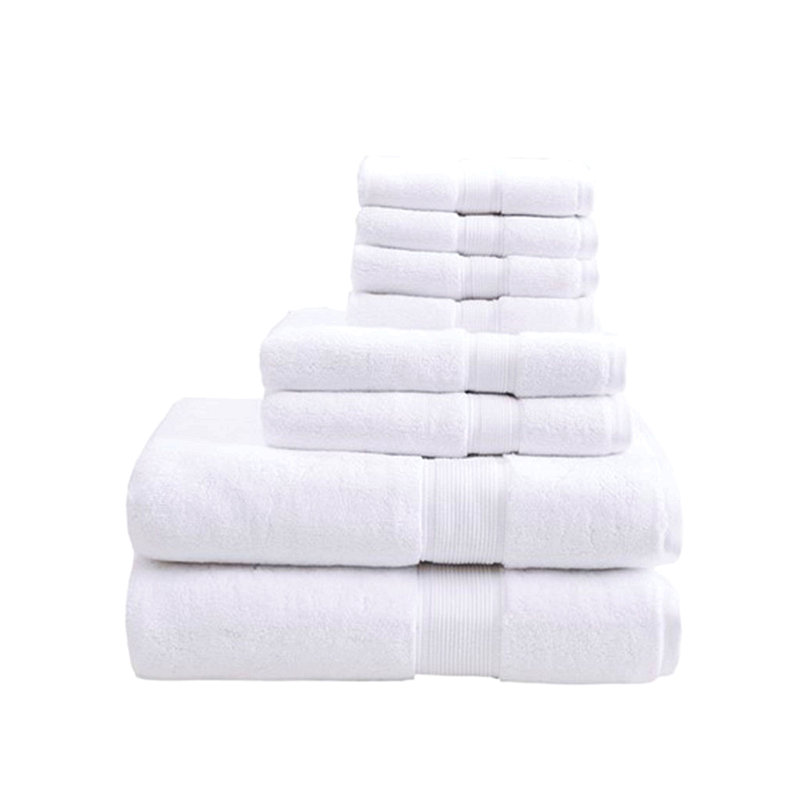 100% Cotton 8 Piece Antimicrobial Towel Set, White