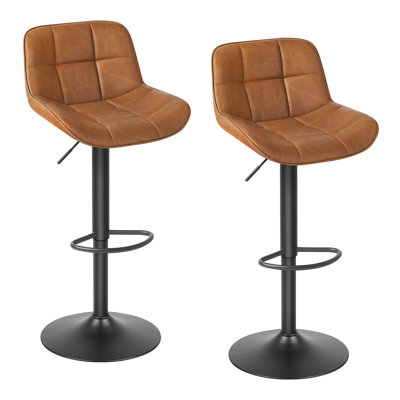Swivel Upholstered Adjustable Height Counter Stool with Metal Frame