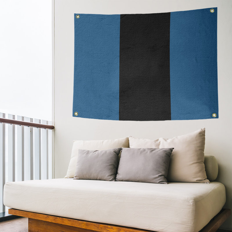 Tapisserie de polyester Colorado, Bleu / noir / bleu, H 59 po x l 80 po x P 2 po