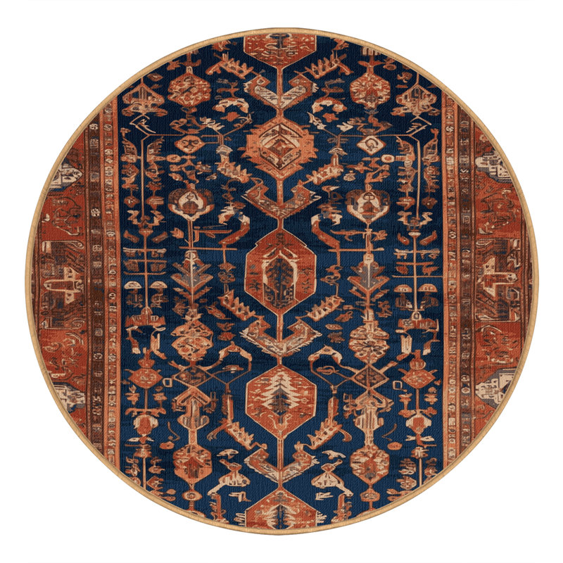 Tapis brun lavable à la machine, Rond 8 pi