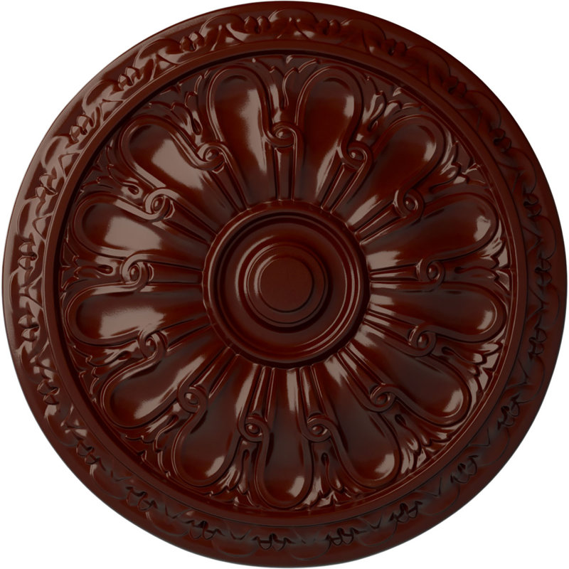 Endurathane Kirke Ceiling Medallion, 15 3/4"OD x 5/8"P (Fits Canopies up to 3 3/4"), Hand-Painted Brushed Mahogany Finish