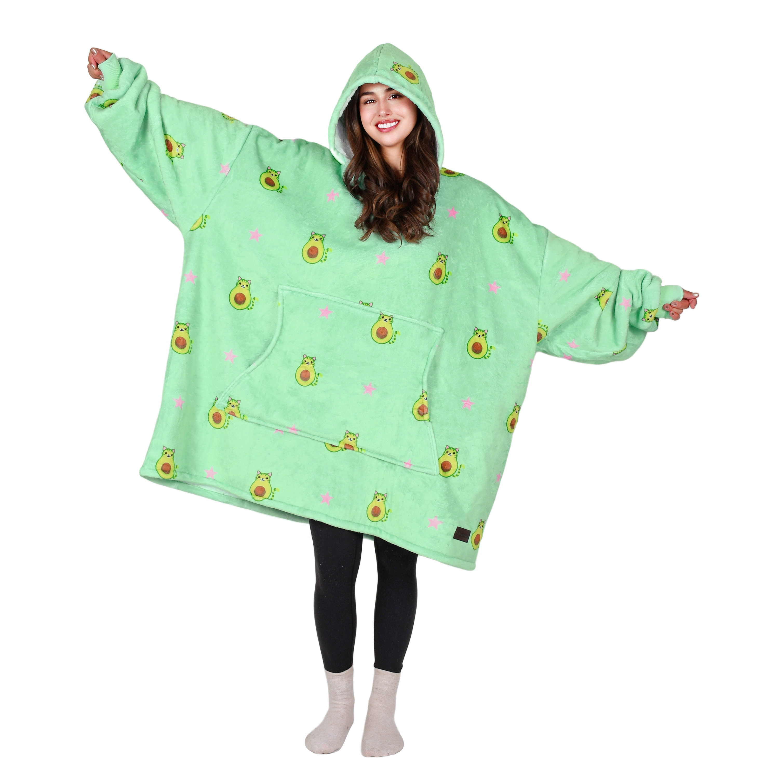 Tirrinia Wearable Blanket Oversized Hoodie for Adults Avocado