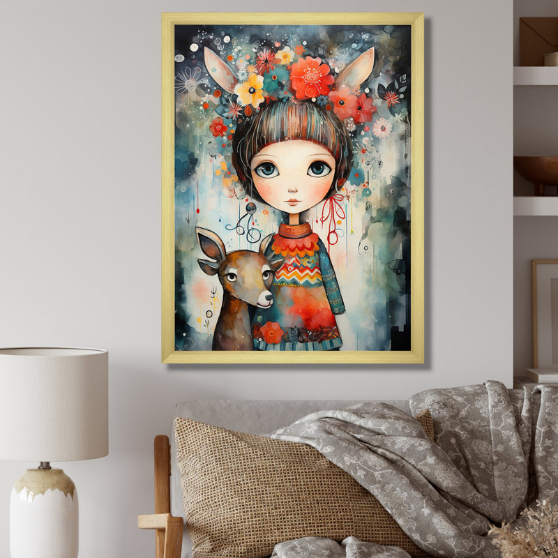 Mignon décorations de Noël pour enfants II - Art mural, Cadre doré simple, H 32 po x l 24 po x P 1 po