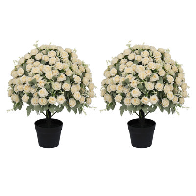 Ensemble de 2 plantes artificielles en pot de 24 po, décor floral artificiel réaliste résistant aux rayons UV, décoration de patio d'entrée de jardin intérieur ou extérieur