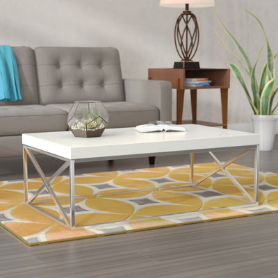 Brady Coffee Table, Faux Wood Top, Metal X Frame