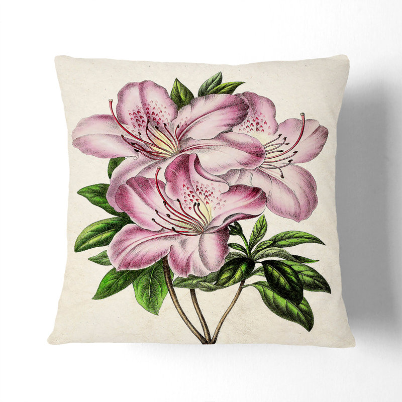 Illustration of Pale Azaleas Cushion with Filling, 40cm H x 40cm W x 15cm D