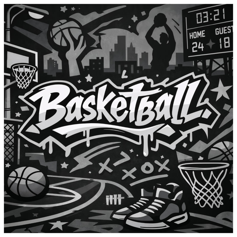 Couvertures Basketball Graffiti Art, L 60 po x H 80 po