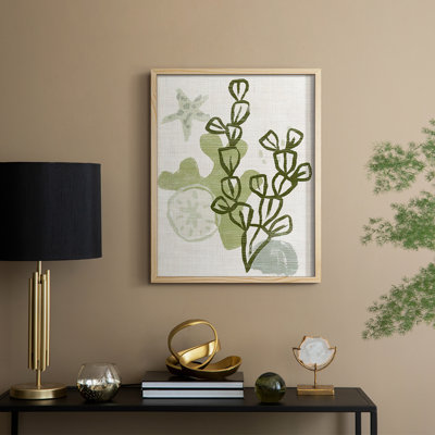 Coral Blockprint I, reproduction encadrée - bois massif