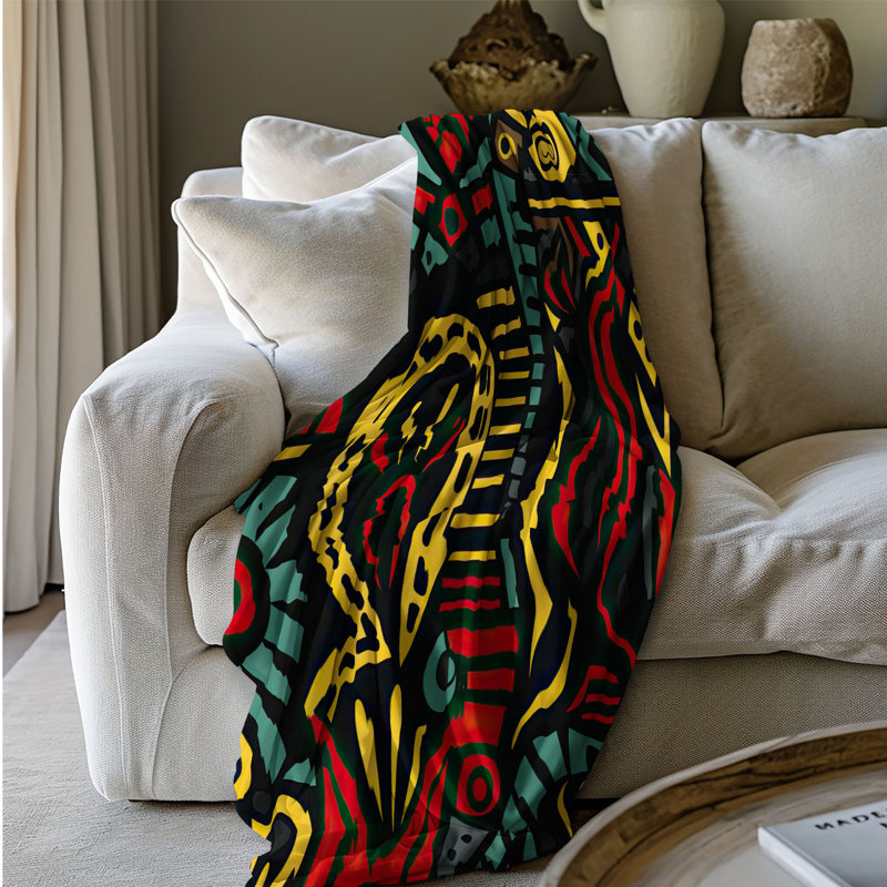 Jeté Ndebele - 1 pièce Sherpa Premium, L 60 po x L 80 po