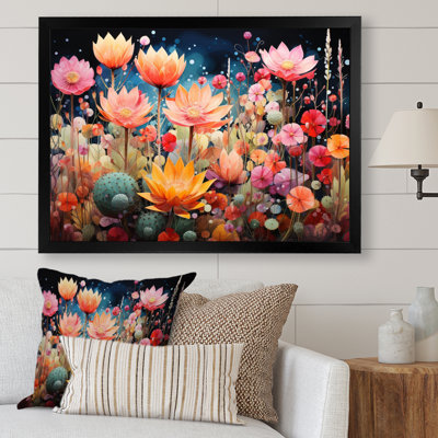 " Peach Green Cactus Representation Multicolored Acrylic II "
