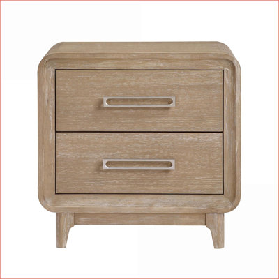 Table de chevet moderne en bois naturel avec 2 tiroirs de rangement