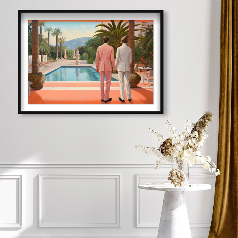Poolside Romance Duo Shadowbox by Oliver Gal, 37.5" H x 55.5" W, Black