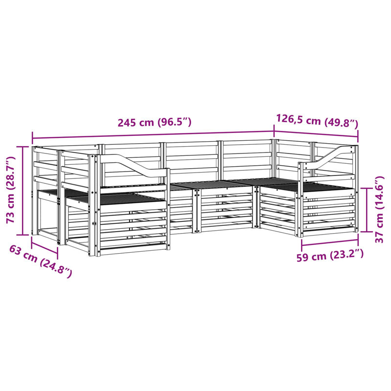 245cm Wide Patio Sectional Set