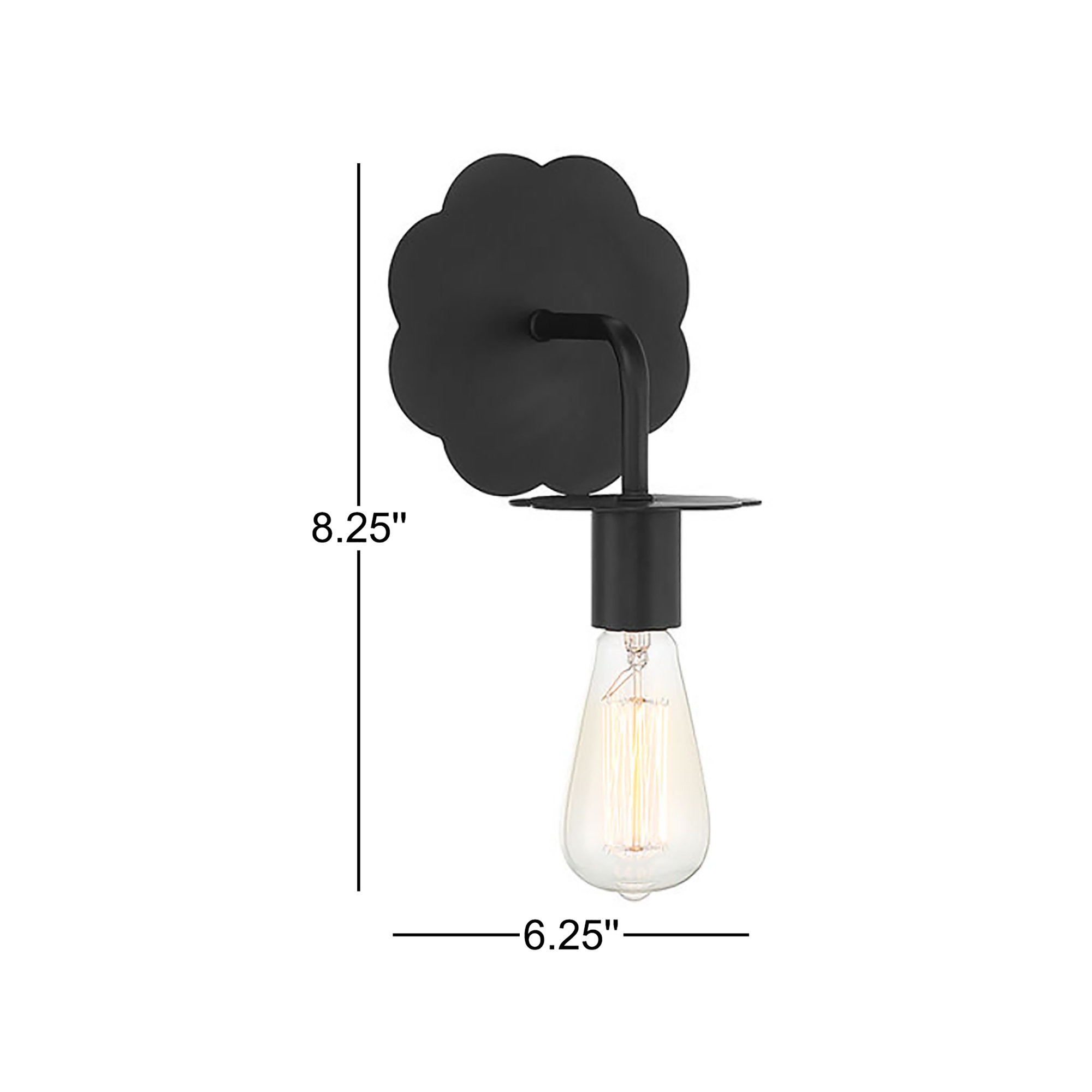 Single Light Dimmable Armed Sconce, Matte Black