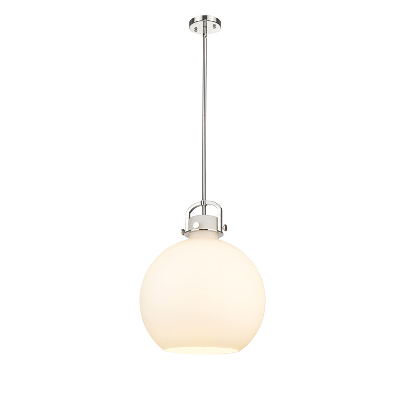 Luminaire suspendu à 1 tige Sligo, Blanc, H 19,5 po x l 16 po x P 16 po, Nickel poli