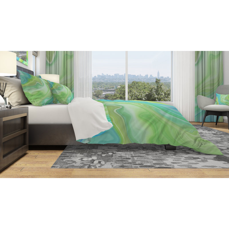 Ensemble de housse de couette marbré designart, Housse simple + 1 taie décorative