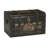 Large Decorative Storage Trunk with Vintage Decoupage, Leather and Metal Accents